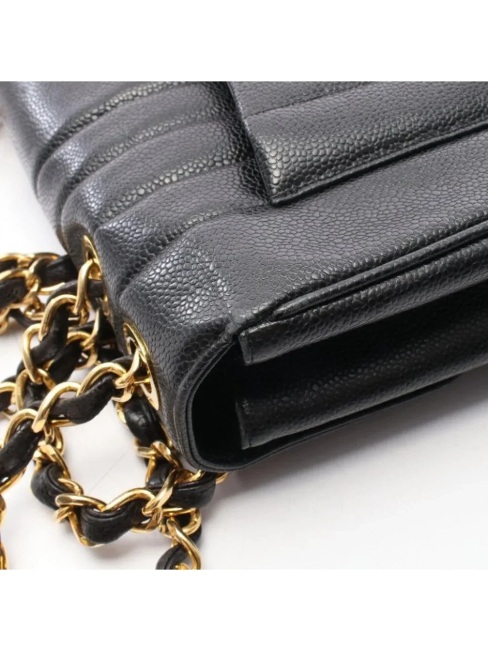 Chanel Shoulder Bag Mademoiselle Black Calf Chain